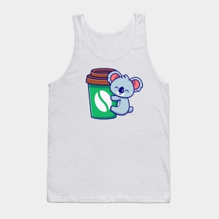 Cute Koala Hug Coffee Cup Cartoon Tank Top